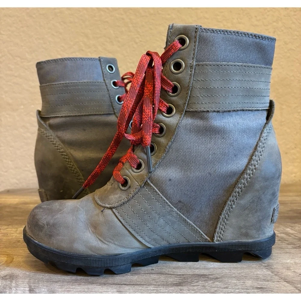 Sorel Lexie Wedge Bootie Leather and Fabric Upper Waterproof
